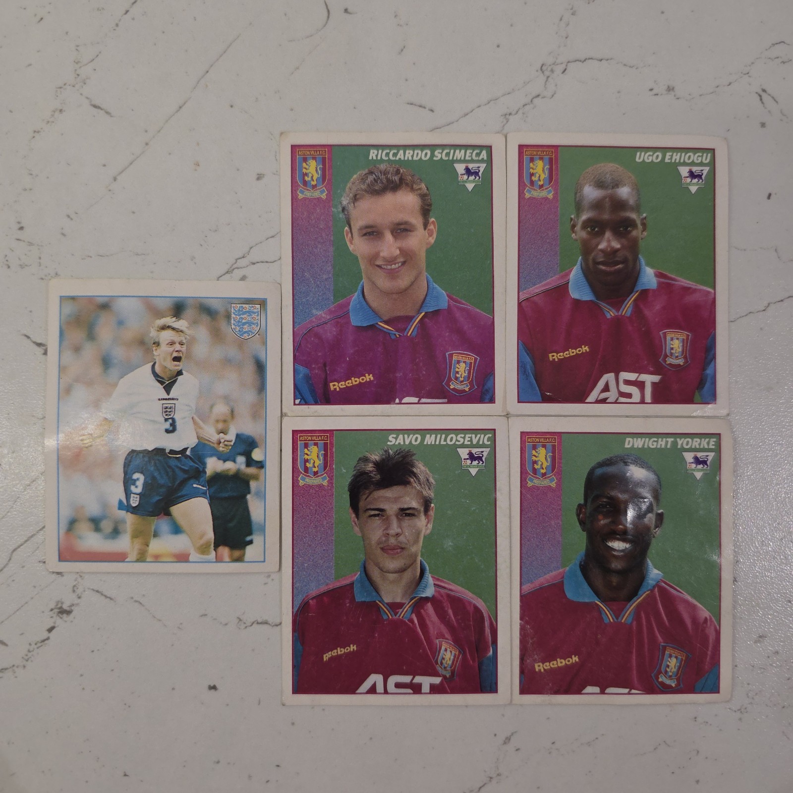 5 Merlin Premier League 97 Football Stickers Loose Non-Stuck Aston Villa Bundle