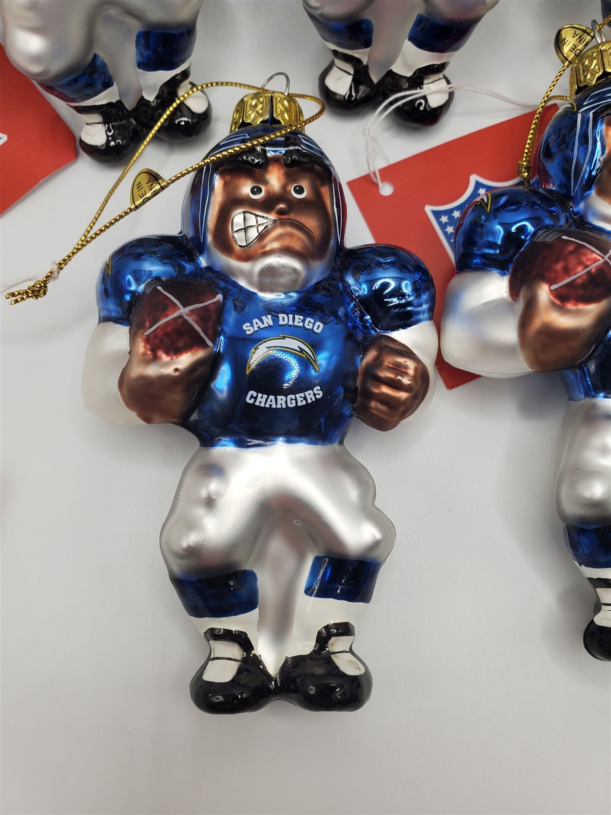 SC Sports NFL 5″ Acrylic Glass Football Player Ornament x5 San Diego Chargers